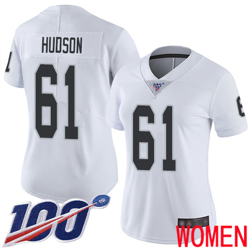 Oakland Raiders Limited White Women Rodney Hudson Road Jersey NFL Football 61 100th Season Jersey